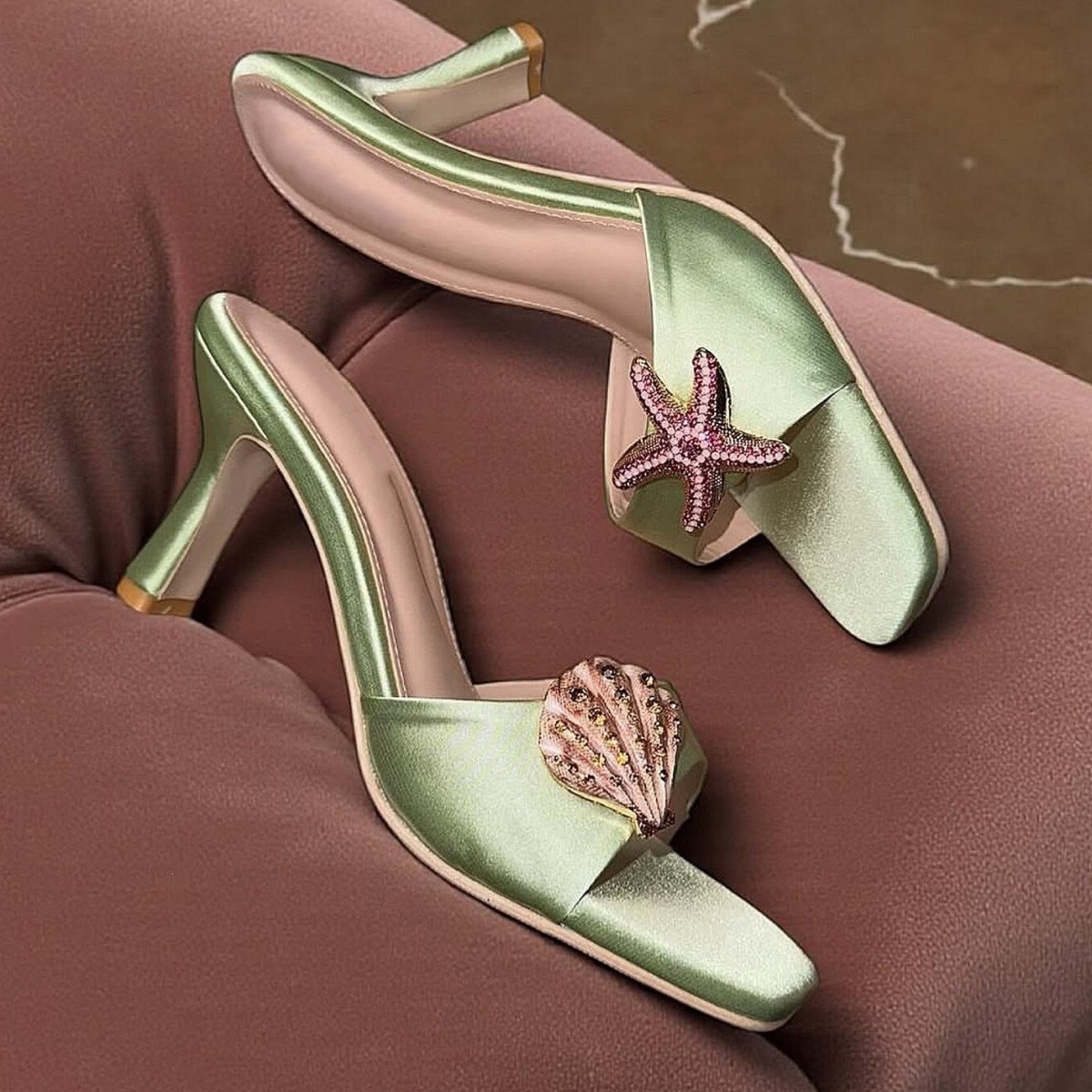 Thai Rhinestone Square Toe Hig - Sandals recension och pris