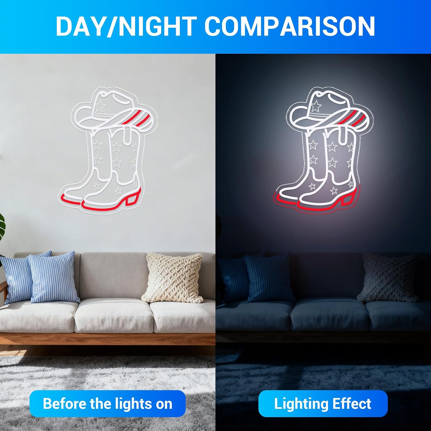 Cowboy Boots and Hat LED Neon  - Boots recension och pris
