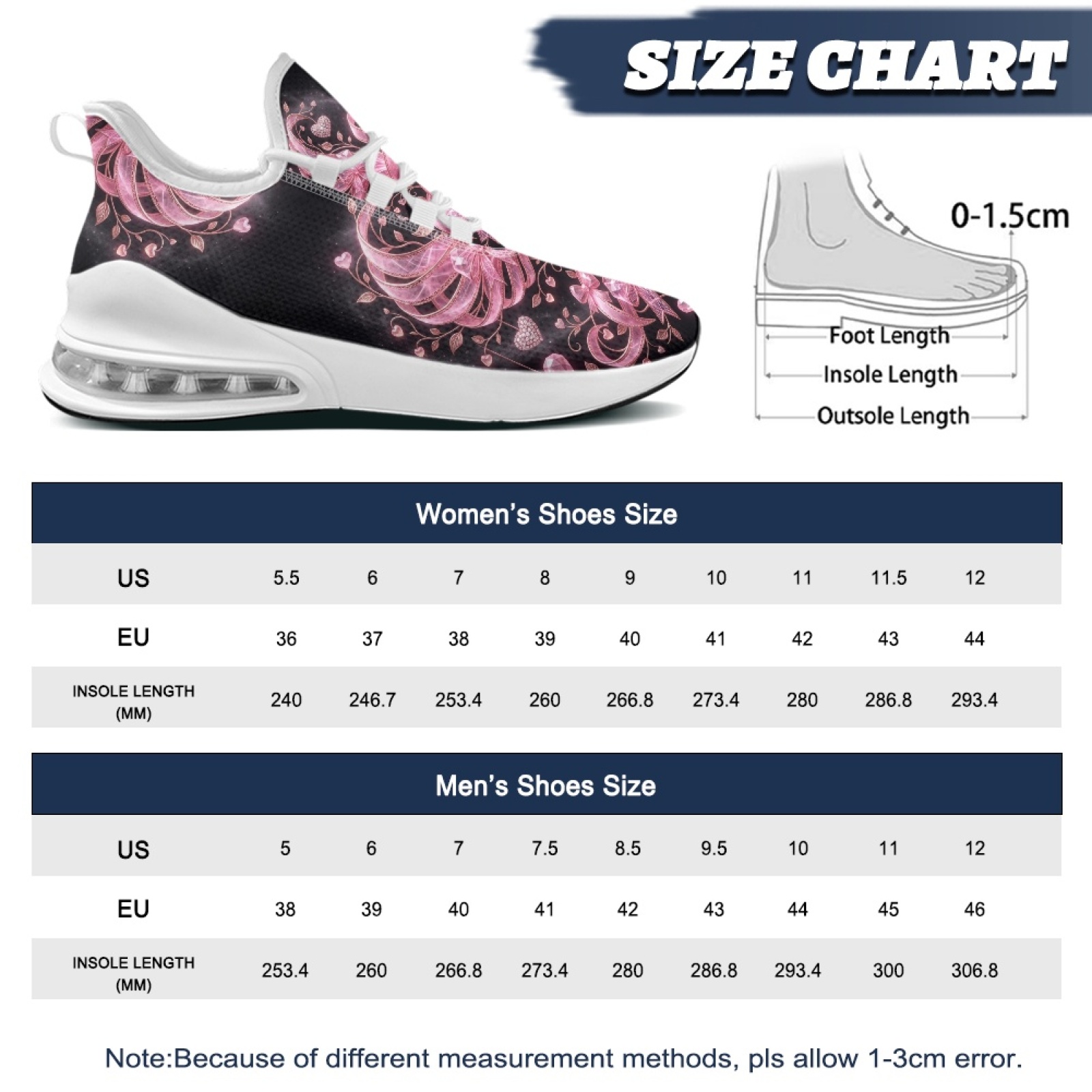 PENSTROLL Pink Heart Floral Co - Breathable Mesh Athletic Shoes recension och pris