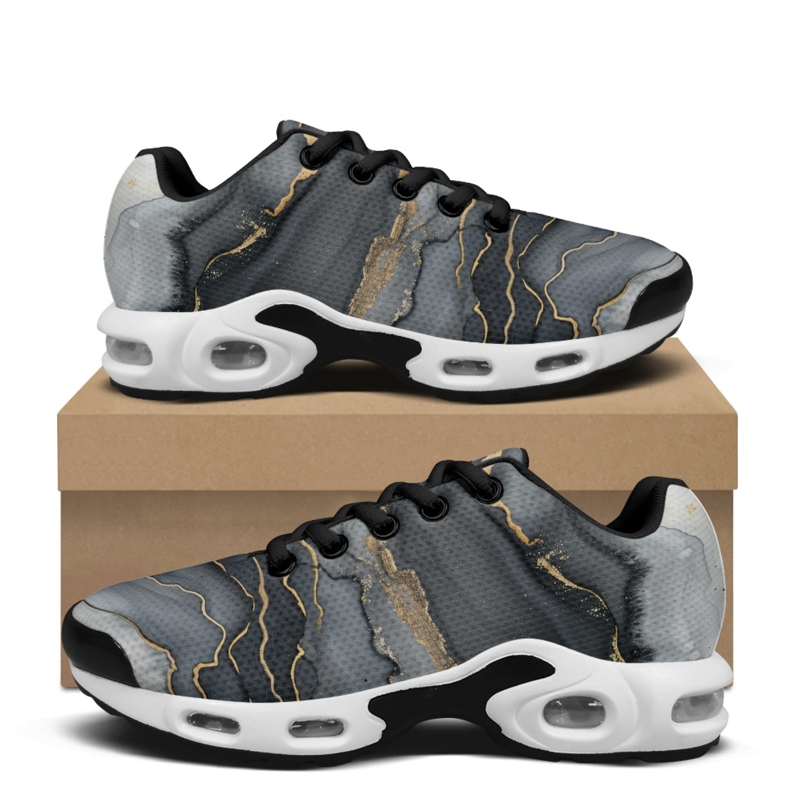 PENSTROLL Black Gold Marble Ai - Air Cushion Jogger Shoes Men recension och pris