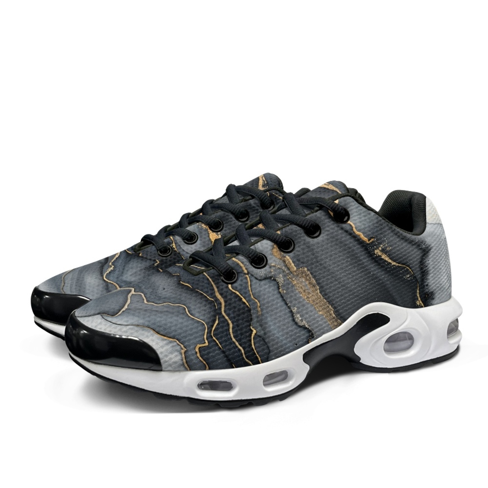 PENSTROLL Black Gold Marble Ai - Air Cushion Jogger Shoes Men recension och pris